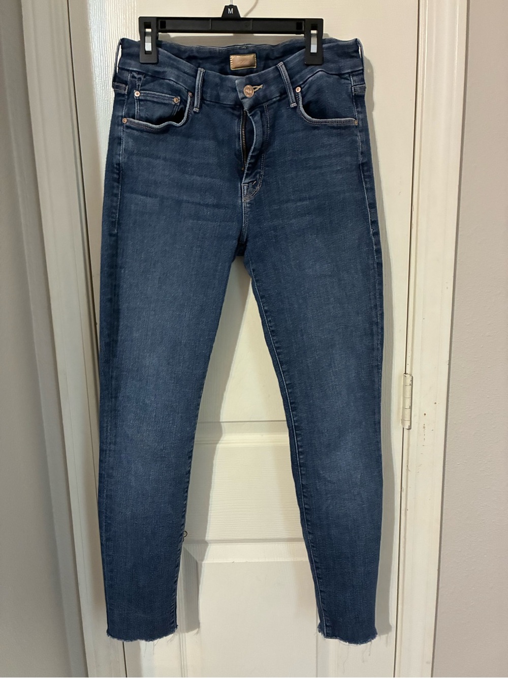 MOTHER Dark Blue Mid-Rise Skinny Jeans